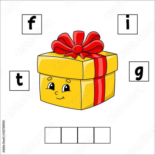 Words puzzle. Education developing worksheet. Learning game for kids. Activity page. Puzzle for children. Riddle for preschool. Simple flat isolated vector illustration in cute cartoon style.