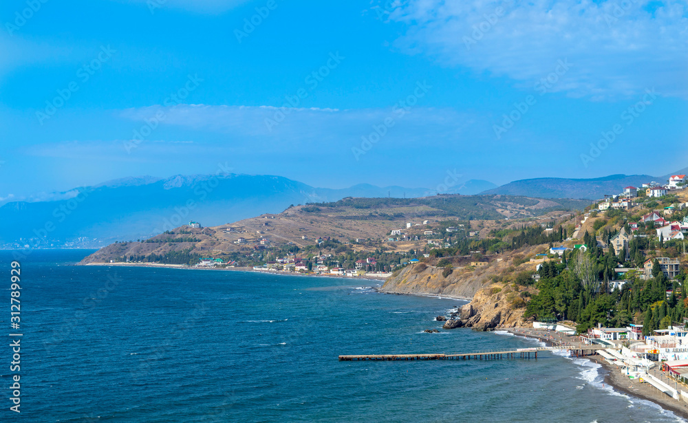 View of Crimean Southern Coast of Black sea near Malorechenskoe (Malorichenske) village