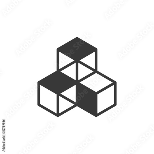 3D three cubes construction, company logo design. Stock Vector illustration isolated on white background.