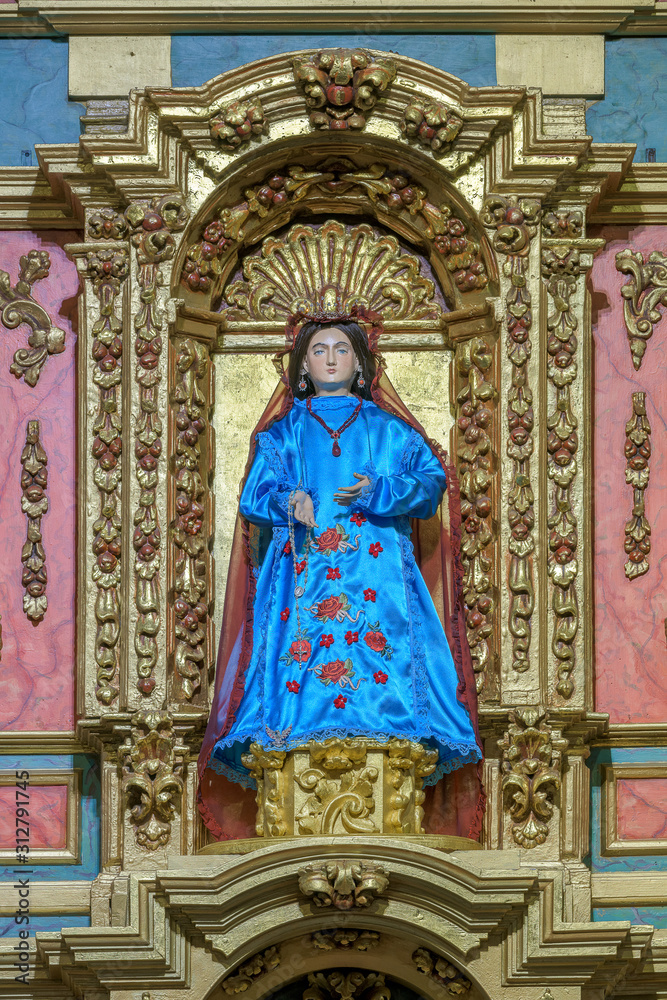La Conquistadora statue of Mary in St Francis Cathedral of Santa Fe, New Mexico