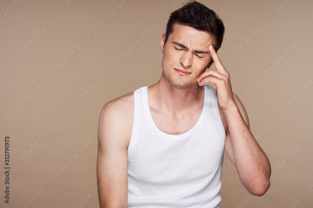 young man with headache young man with headache