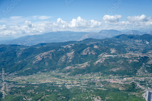 Marsico nuovo village aerial from east, Italy