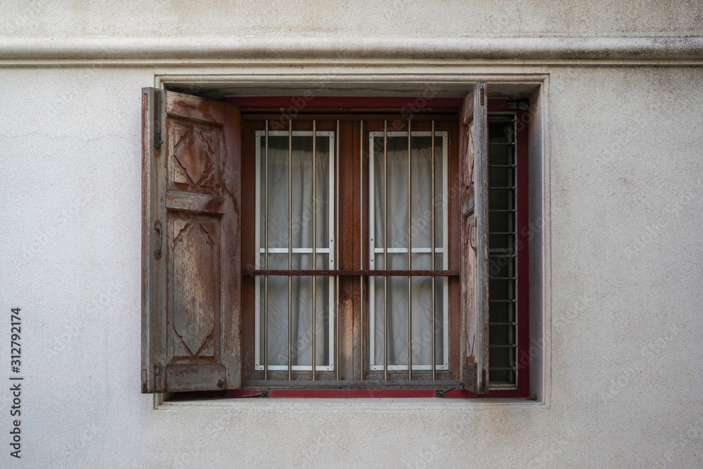 Old windows and wall background photo Old windows and wall background photo