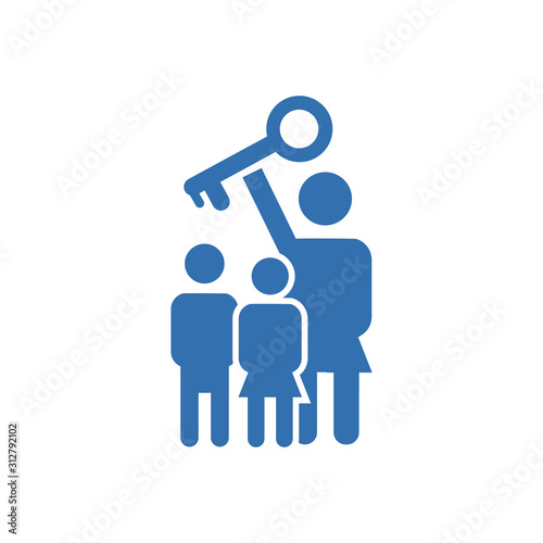 family holds a key on a white background