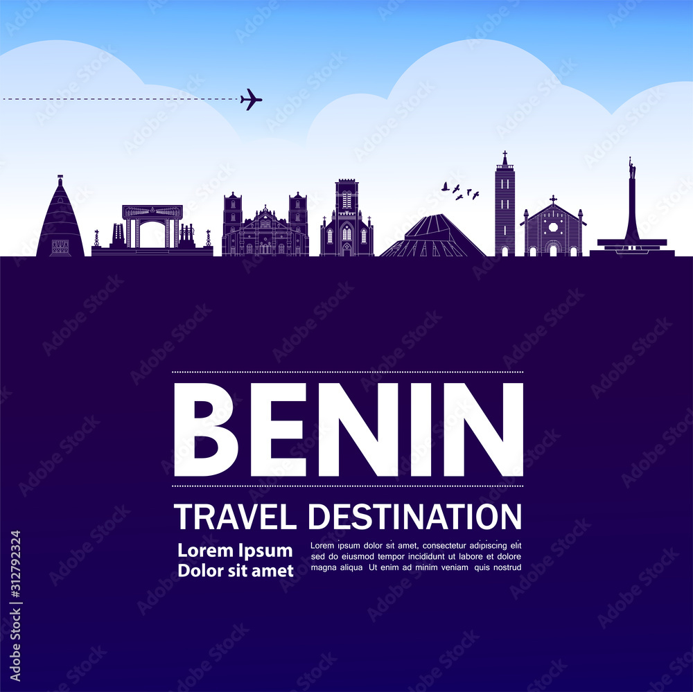 Obraz premium Benin travel destination grand vector illustration.