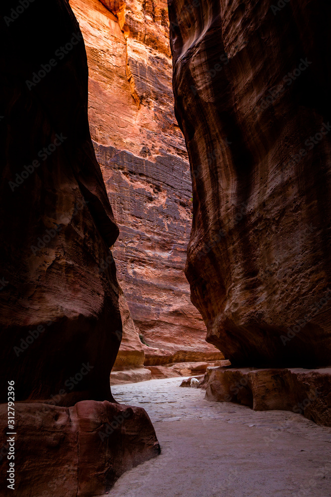 Beauty of rocks and ancient architecture in Petra, Jordan. Ancient temple in Petra, Jordan