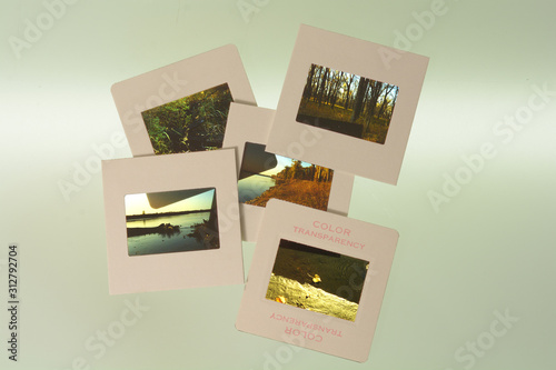 Mounted vintage slide photos of nature