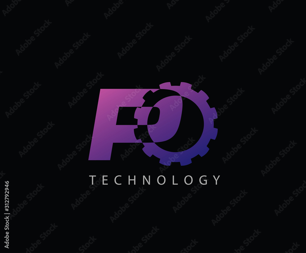 Techno Gear P Letter Logo Icon, Creative Service Design Concept.