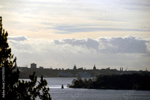 Photography panorama of city of stockholm, beautiful, sweden, sverige,nacka, stockholm