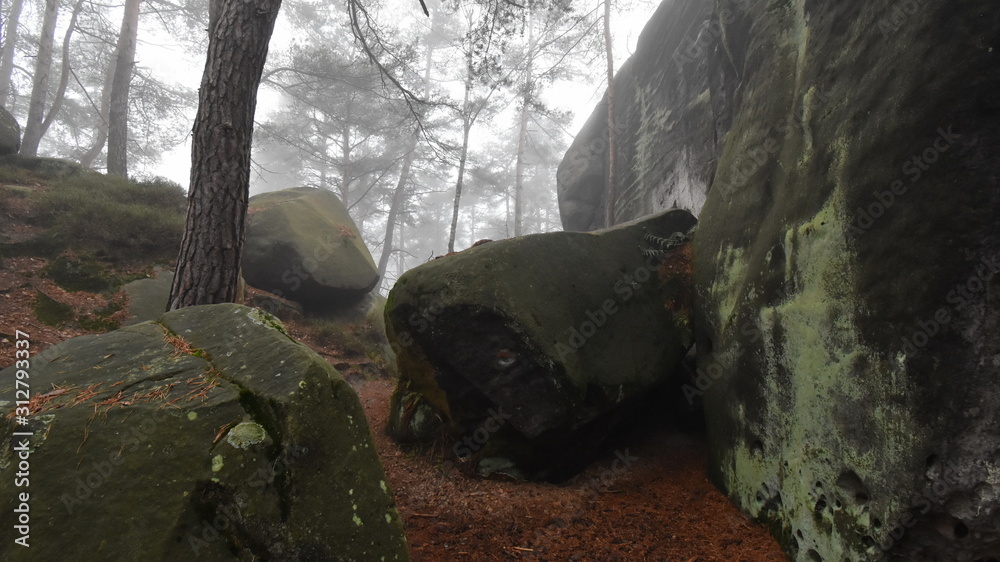 Stone in the Bohemian paradise in winter, Besedicke skaly, Mala skala, Czech republic Stone in the Bohemian paradise in winter, Besedicke skaly, Mala skala, Czech republic