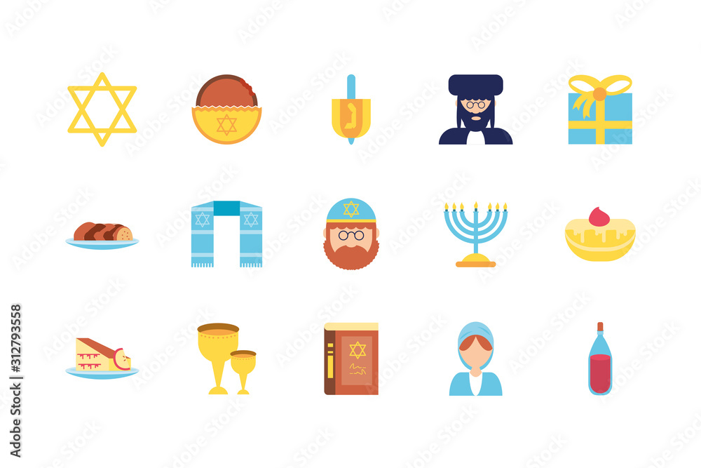 Isolated jewish icon set vector design Isolated jewish icon set vector design