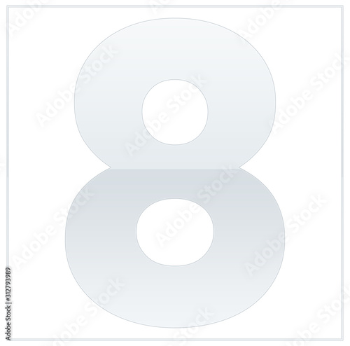 The number 8,  made eight and grey, half-and-half. Same colors turn upside down and used in frame. On white background