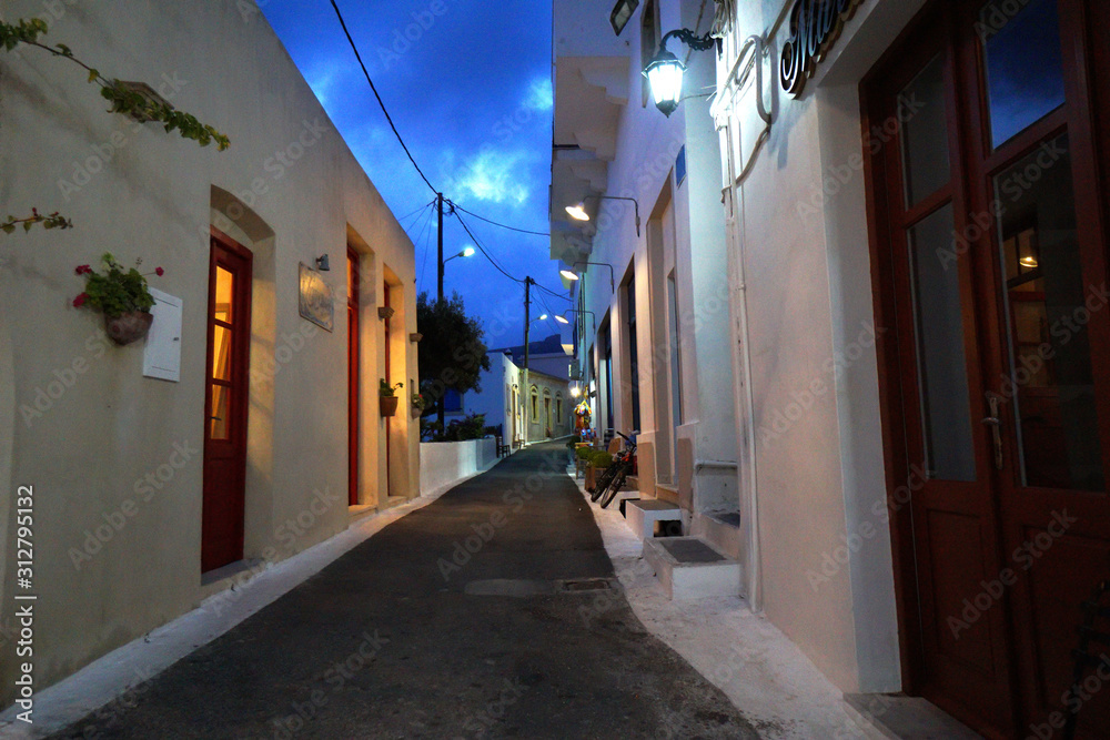 An evening view of a chora road in Kithira