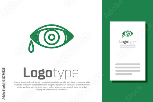 Green line Reddish eye due to viral, bacterial or allergic conjunctivitis icon isolated on white background. Logo design template element. Vector Illustration