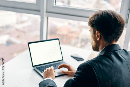 man using digital tablet