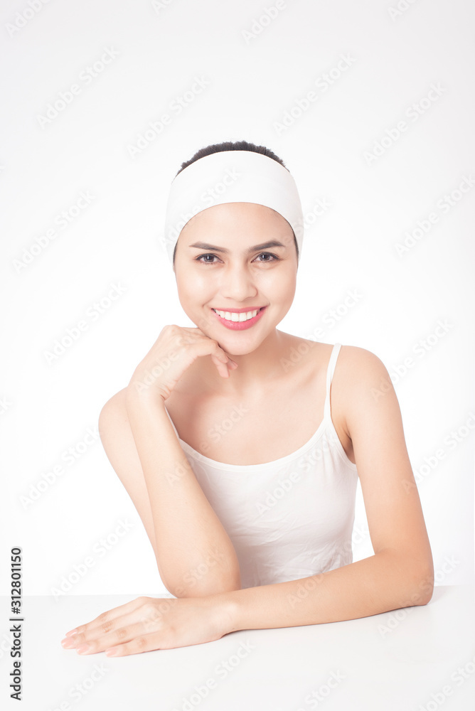 Portrait of beautiful woman in studio, skin care Portrait of beautiful woman in studio, skin care