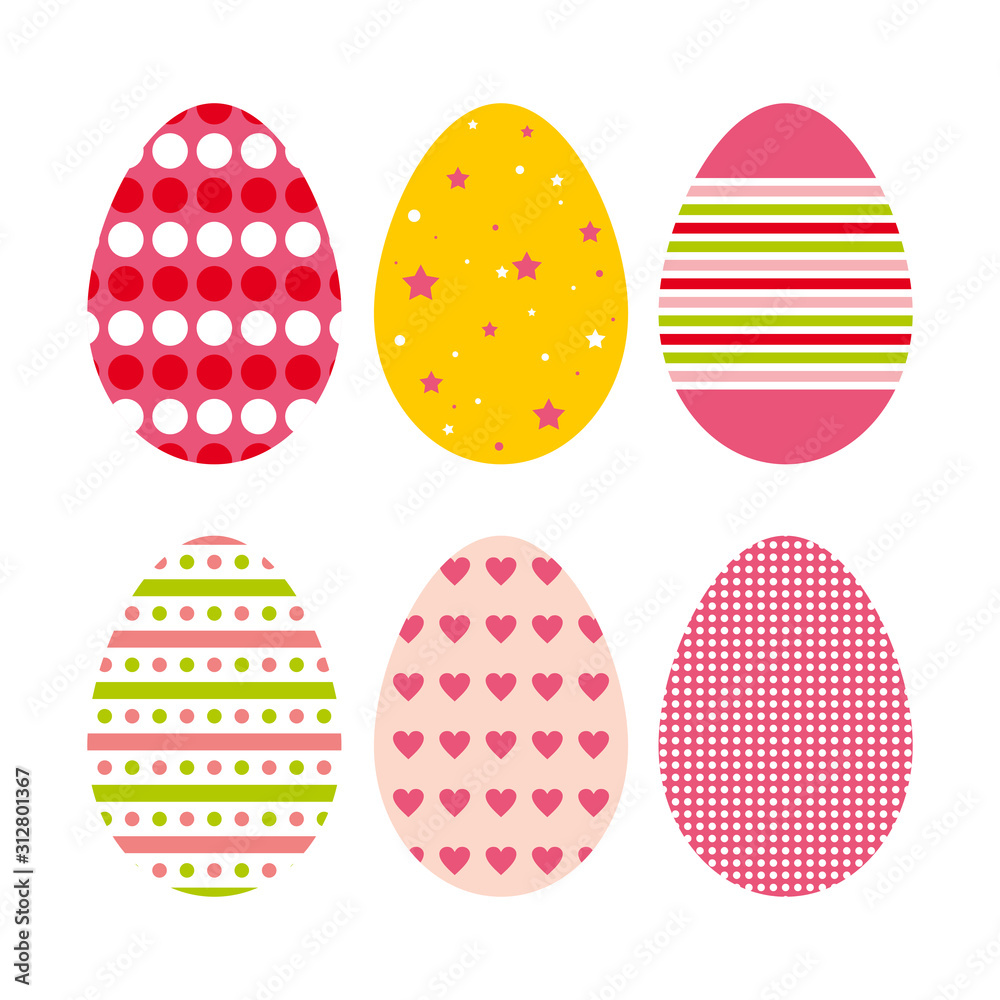 Easter eggs. Set of Easter eggs isolated on white. Vector illustration of Easter egg.