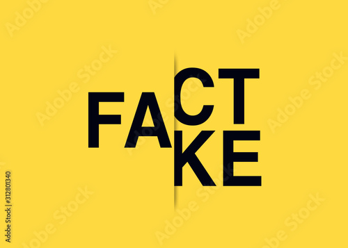 Fact or fake, black letters on yellow background