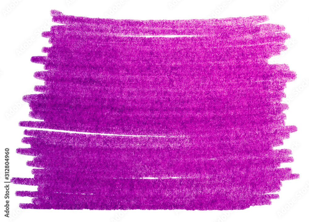 Stain purple marker on paper. marker felt pen paper texture, line stripe. On a white background isolated element for design.