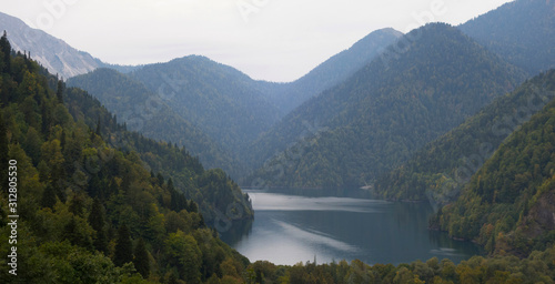 Abkhazia. Jeep trip to the mountains. The Gega waterfall, lake Riza