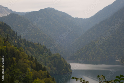 Abkhazia. Jeep trip to the mountains. The Gega waterfall, lake Riza