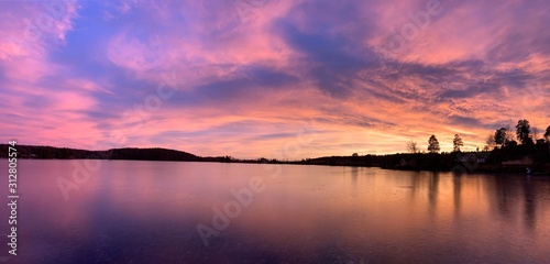 sunset over lake