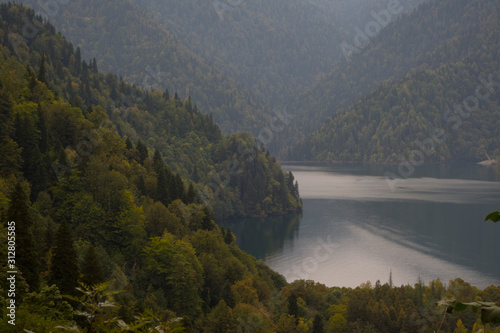 Abkhazia. Jeep trip to the mountains. The Gega waterfall, lake Riza