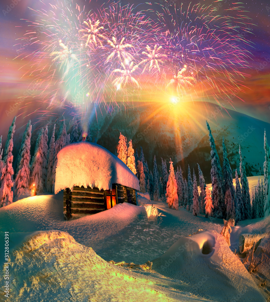 Fireworks in a mountain house