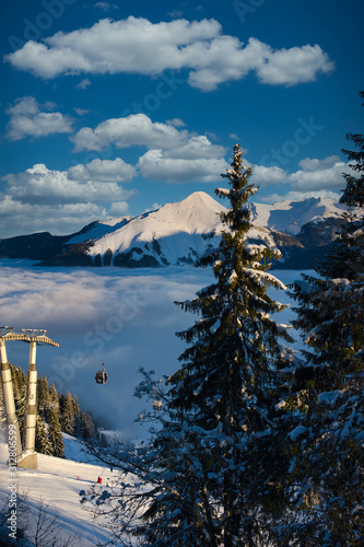 Beautiful Mountian View in Morzine, French Alpine Resort, France during Winter