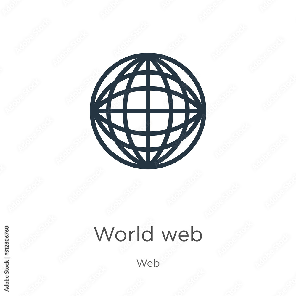 World web icon. Thin linear world web outline icon isolated on white background from web collection. Line vector sign, symbol for web and mobile