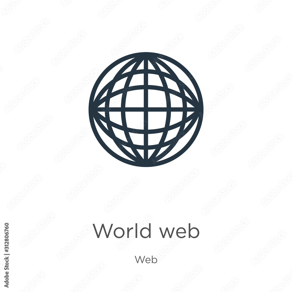 World web icon. Thin linear world web outline icon isolated on white background from web collection. Line vector sign, symbol for web and mobile World web icon. Thin linear world web outline icon isolated on white background from web collection. Line vector sign, symbol for web and mobile