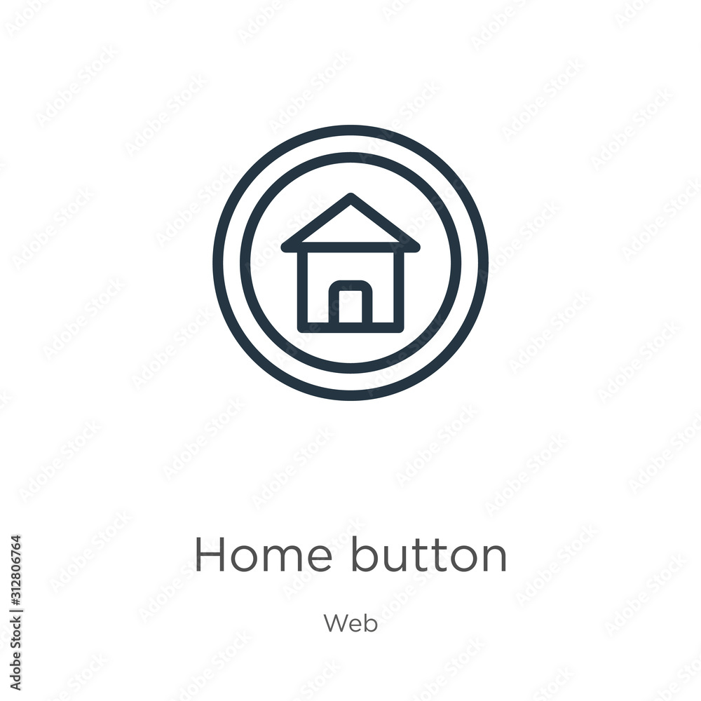 Home button icon. Thin linear home button outline icon isolated on white background from web collection. Line vector sign, symbol for web and mobile Home button icon. Thin linear home button outline icon isolated on white background from web collection. Line vector sign, symbol for web and mobile