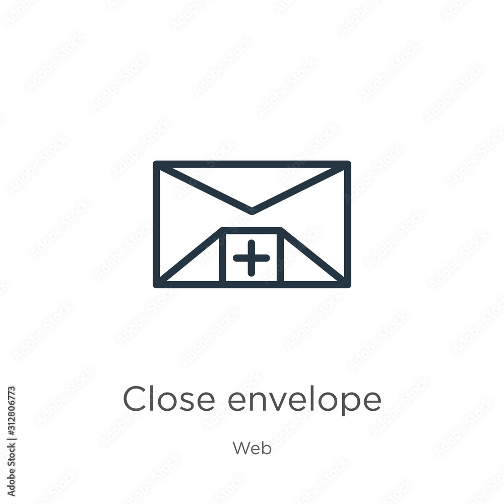 Fototapeta premium Close envelope icon. Thin linear close envelope outline icon isolated on white background from web collection. Line vector sign, symbol for web and mobile