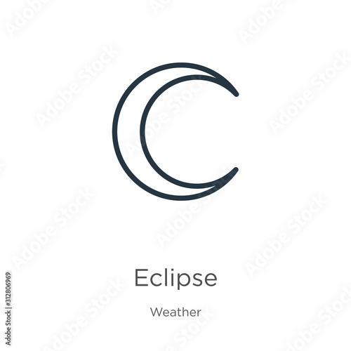 Eclipse icon. Thin linear eclipse outline icon isolated on white background from weather collection. Line vector sign, symbol for web and mobile