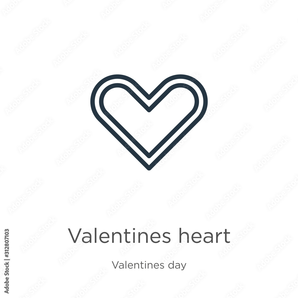 Valentines heart icon. Thin linear valentines heart outline icon isolated on white background from valentines day collection. Line vector sign, symbol for web and mobile Valentines heart icon. Thin linear valentines heart outline icon isolated on white background from valentines day collection. Line vector sign, symbol for web and mobile