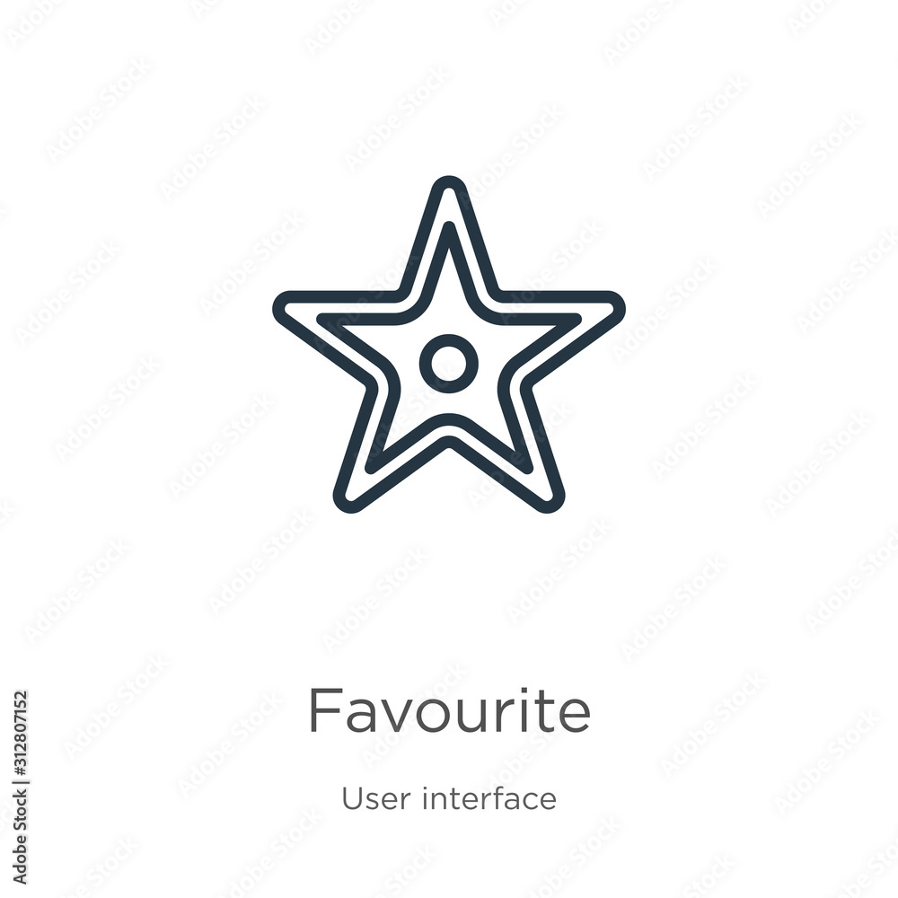 Favourite icon. Thin linear favourite outline icon isolated on white background from web navigation collection. Line vector sign, symbol for web and mobile Favourite icon. Thin linear favourite outline icon isolated on white background from web navigation collection. Line vector sign, symbol for web and mobile