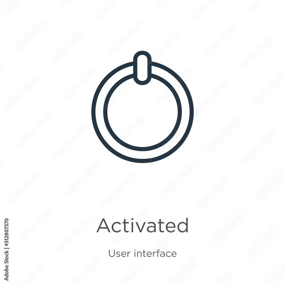 Activated icon. Thin linear activated outline icon isolated on white background from user interface collection. Line vector sign, symbol for web and mobile Activated icon. Thin linear activated outline icon isolated on white background from user interface collection. Line vector sign, symbol for web and mobile