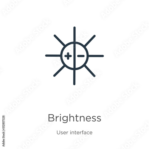 Brightness icon. Thin linear brightness outline icon isolated on white background from user interface collection. Line vector sign, symbol for web and mobile