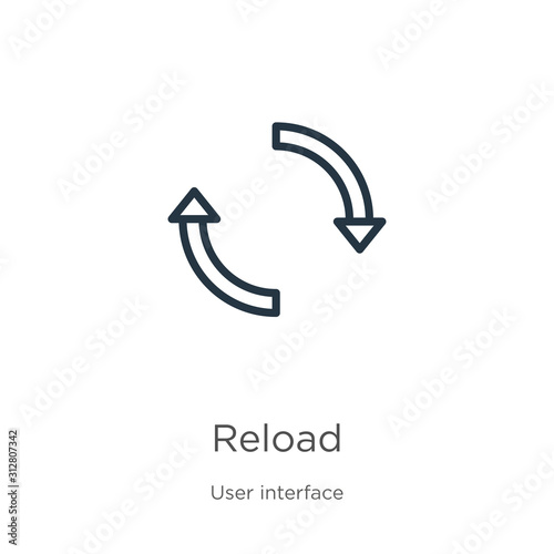 Reload icon. Thin linear reload outline icon isolated on white background from user interface collection. Line vector sign, symbol for web and mobile Free Download Reload icon. Thin linear reload outline icon isolated on white background from user interface collection. Line vector sign, symbol for web and mobile - GFXLoad