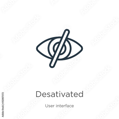 Desativated icon. Thin linear desativated outline icon isolated on white background from user interface collection. Line vector sign, symbol for web and mobile