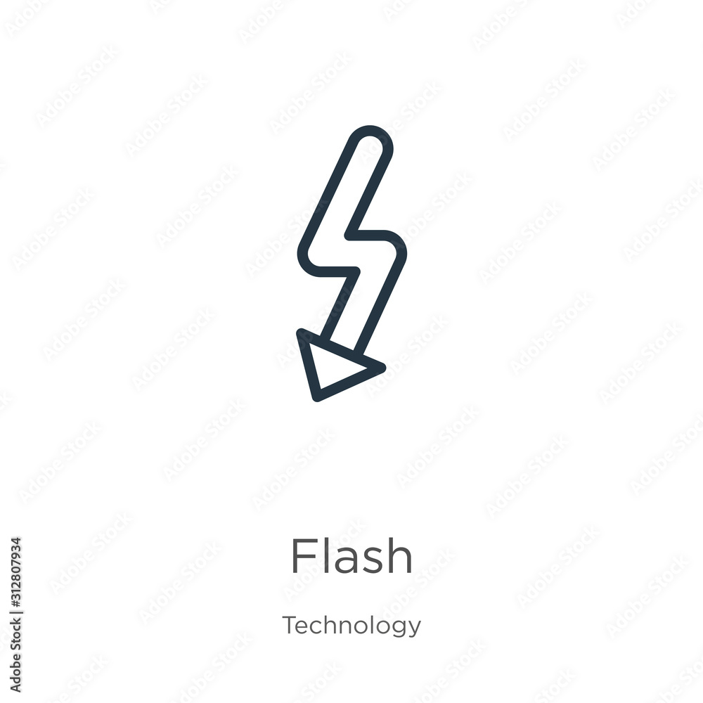 Green flash icon. Thin linear green flash outline icon isolated on white background from technology collection. Line vector sign, symbol for web and mobile Green flash icon. Thin linear green flash outline icon isolated on white background from technology collection. Line vector sign, symbol for web and mobile