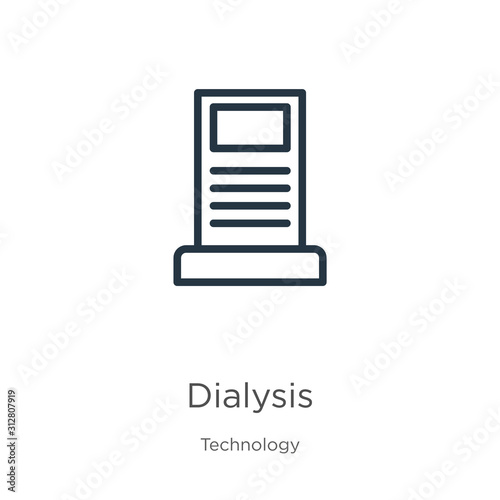 Dialysis icon. Thin linear dialysis outline icon isolated on white background from technology collection. Line vector sign, symbol for web and mobile
