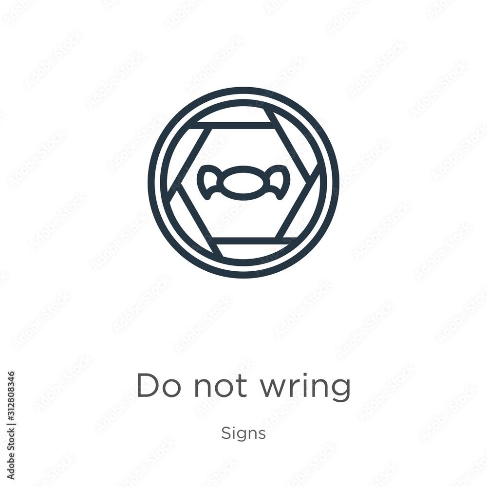 Do not wring icon. Thin linear do not wring outline icon isolated on white background from signs collection. Line vector sign, symbol for web and mobile Do not wring icon. Thin linear do not wring outline icon isolated on white background from signs collection. Line vector sign, symbol for web and mobile