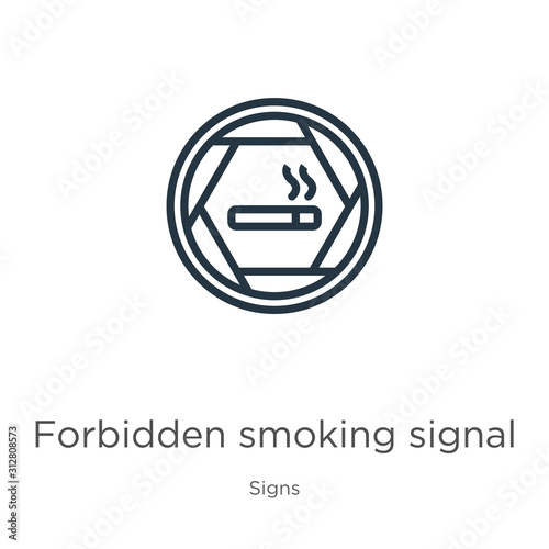 Forbidden smoking signal icon. Thin linear forbidden smoking signal outline icon isolated on white background from signs collection. Line vector sign, symbol for web and mobile Free Download Forbidden smoking signal icon. Thin linear forbidden smoking signal outline icon isolated on white background from signs collection. Line vector sign, symbol for web and mobile - GFXLoad