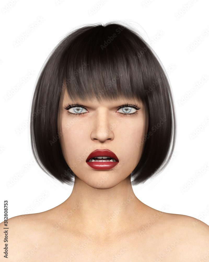 woman portrait on isolated white, 3D Rendering woman portrait on isolated white, 3D Rendering