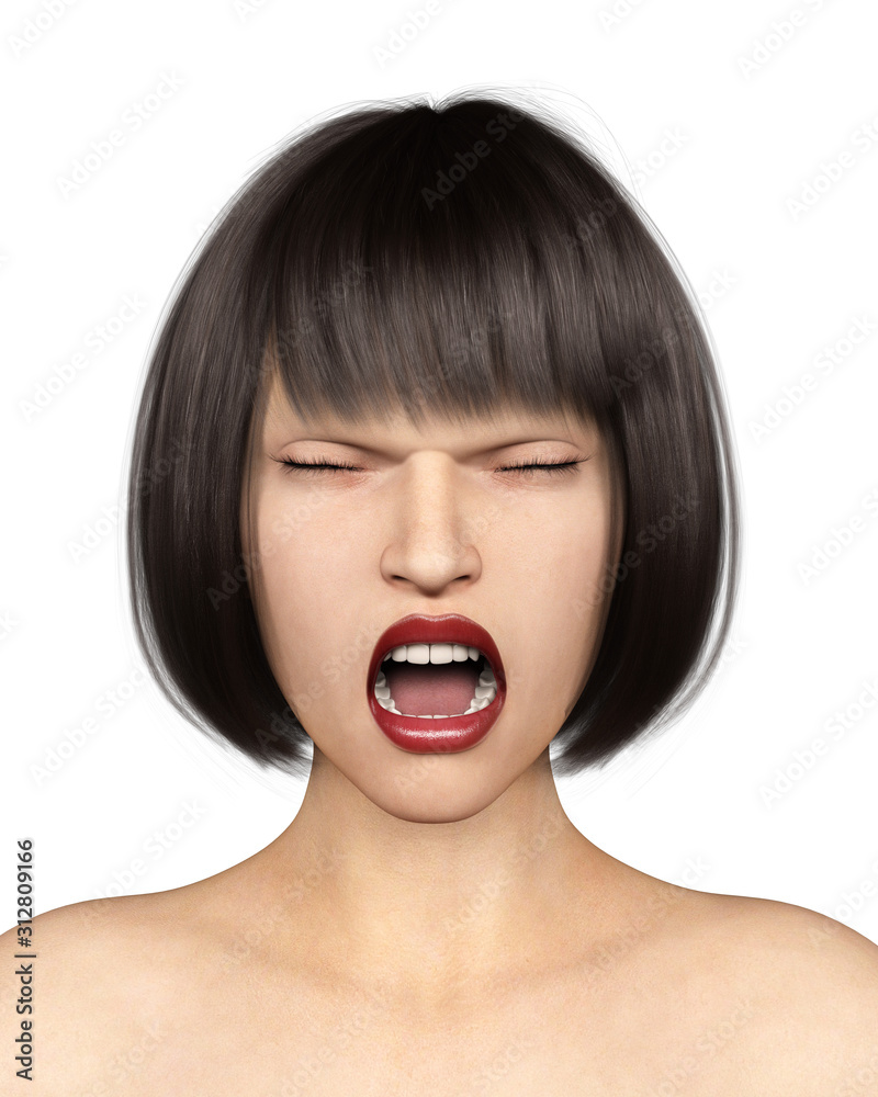 woman portrait closed eyes on isolated white 3D Rendering woman portrait closed eyes on isolated white 3D Rendering