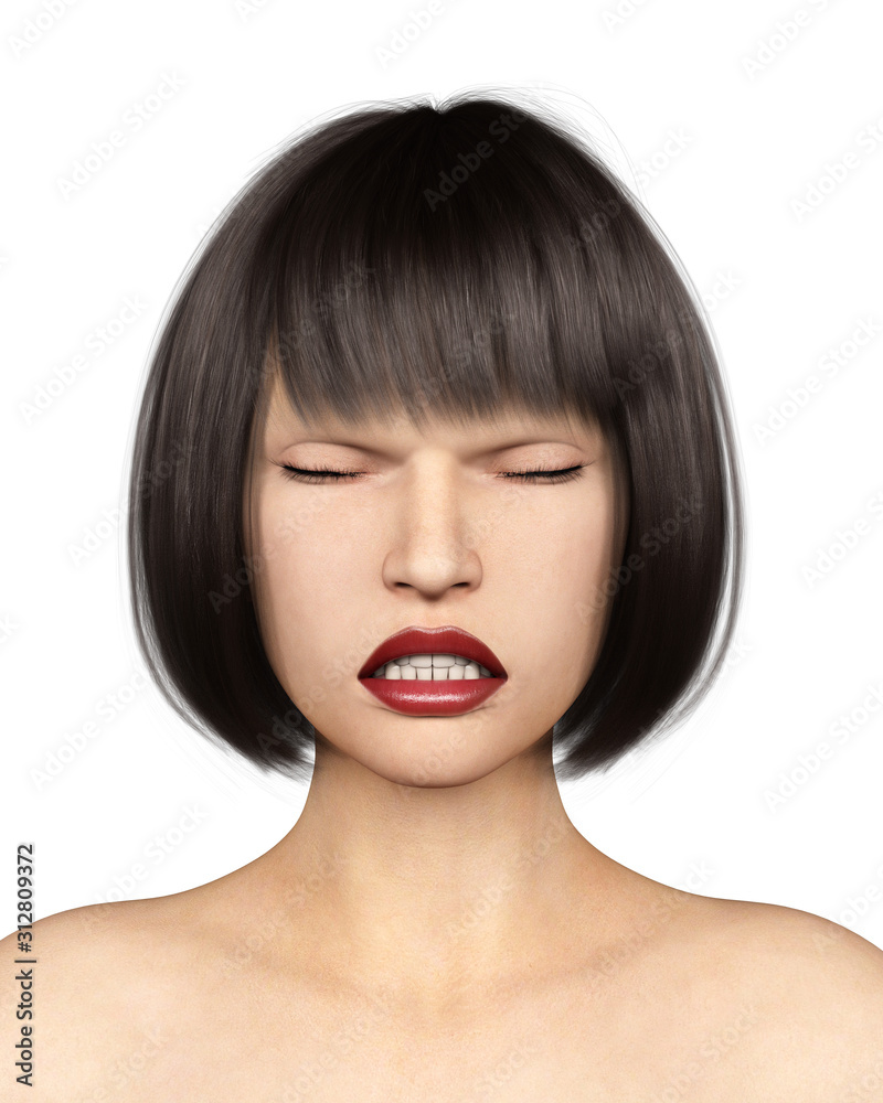 woman portrait closed eyes on isolated white 3D Rendering woman portrait closed eyes on isolated white 3D Rendering