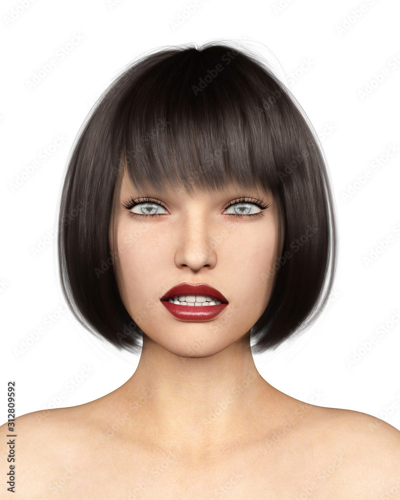woman portrait on isolated white, 3D Rendering