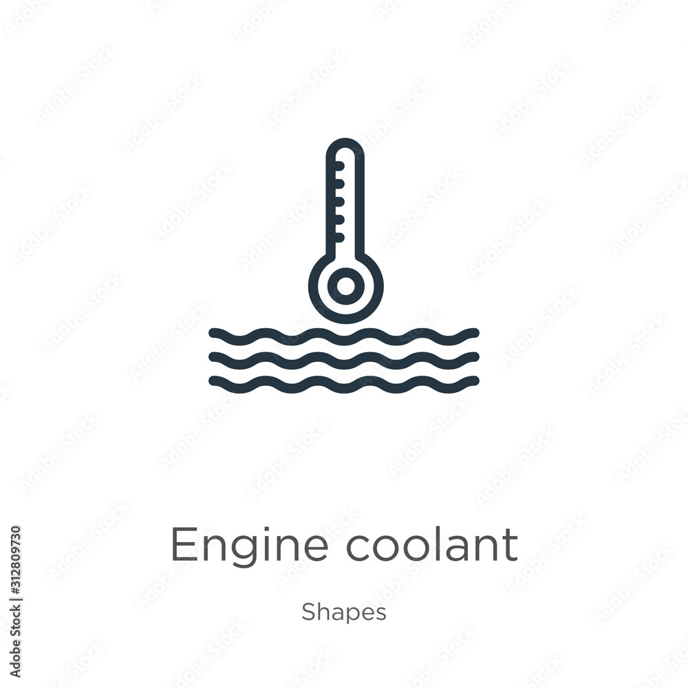 Engine coolant icon. Thin linear engine coolant outline icon isolated on white background from shapes collection. Line vector sign, symbol for web and mobile Engine coolant icon. Thin linear engine coolant outline icon isolated on white background from shapes collection. Line vector sign, symbol for web and mobile
