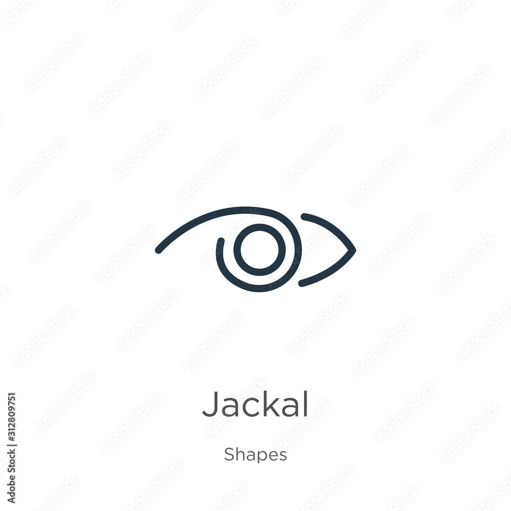 Jackal icon. Thin linear jackal outline icon isolated on white background from shapes collection. Line vector sign, symbol for web and mobile